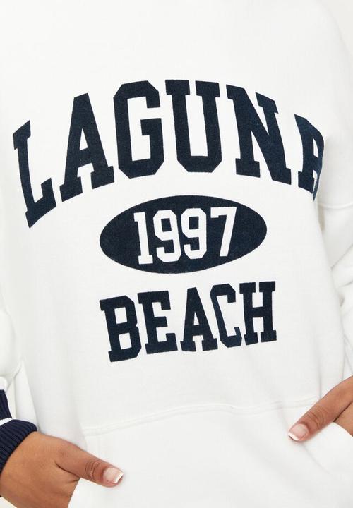 Supré  - Paige oversized printed hoodie - white/laguna