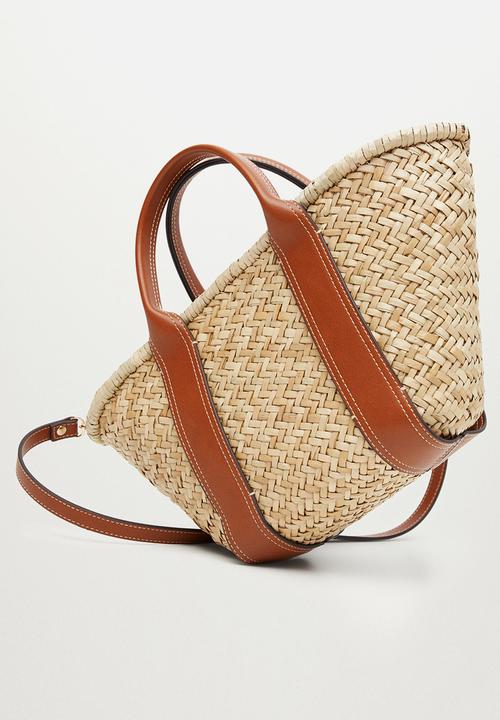 MANGO - Double strap basket bag - natural