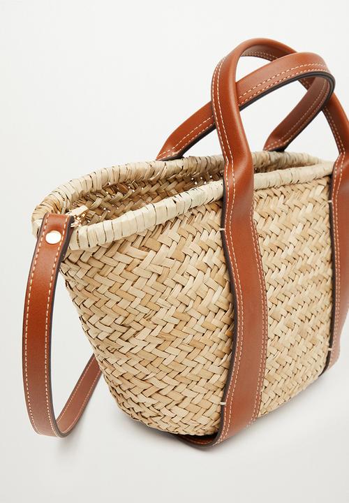 MANGO - Double strap basket bag - natural