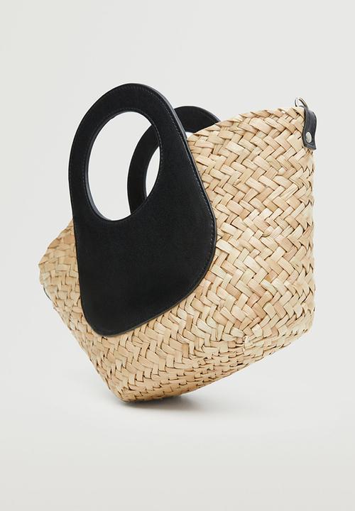 MANGO - Double strap mini basket bag - black