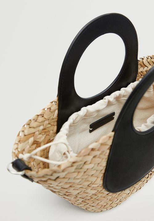 MANGO - Double strap mini basket bag - black