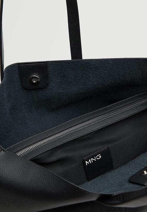 MANGO - Leather-effect shopper bag - black