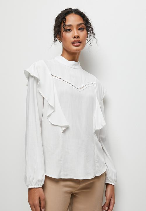 MILLA - Trim detail turtle neck blouse - ivory