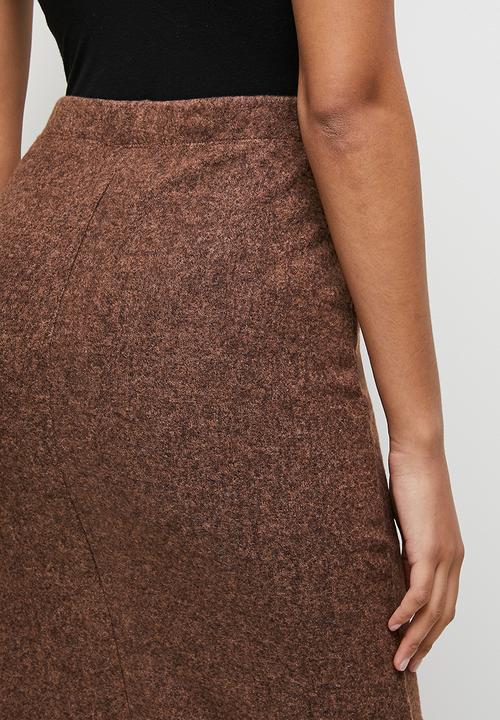 MILLA - Brushed knit midaxi skirt - choc