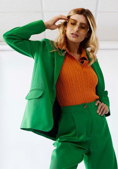 Me&B - Button long blazer - green