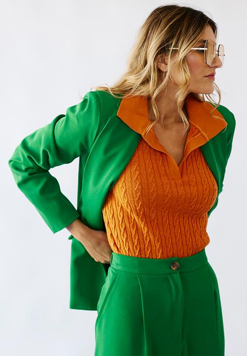Me&B - Button long blazer - green