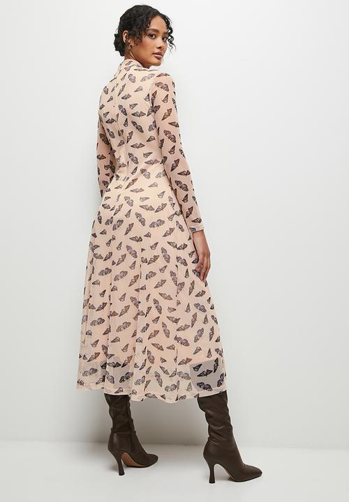 MILLA - Long sleeve mesh dress - small butterflies