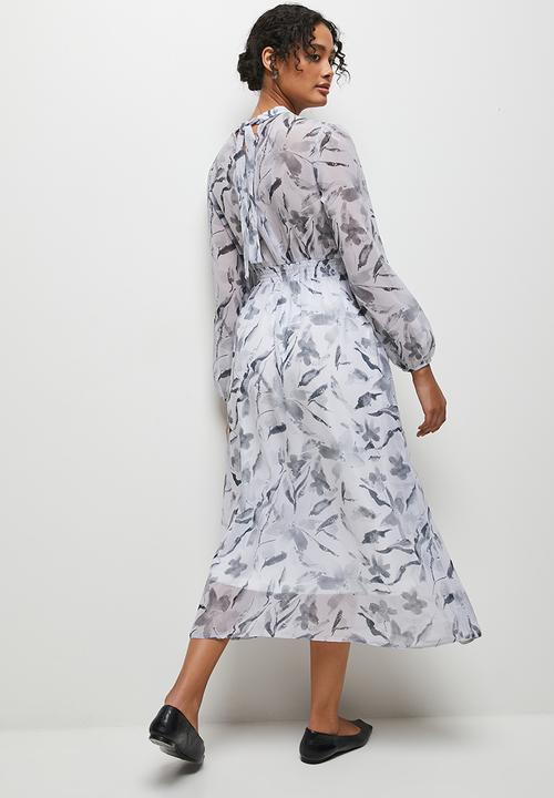 MILLA - Keyhole fit and flare midi dress - smoke pastel print