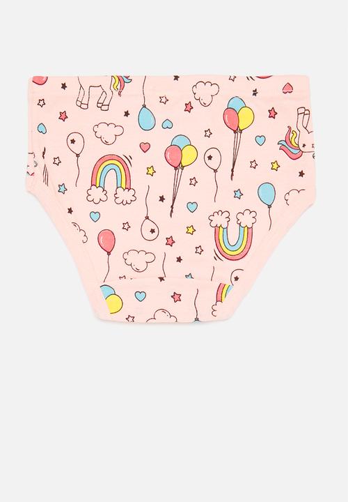 Pop Candy - Girls 3 pack rainbows & hearts panty set - multi