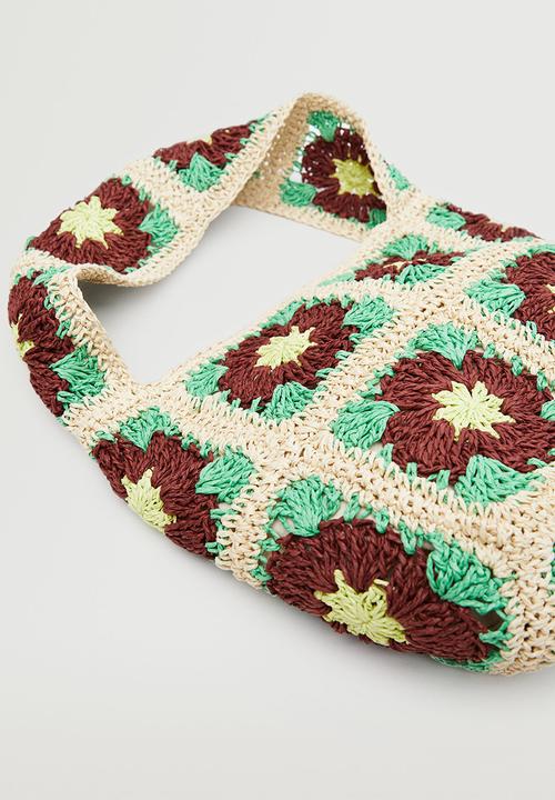 MANGO - Floral crochet bag - multi