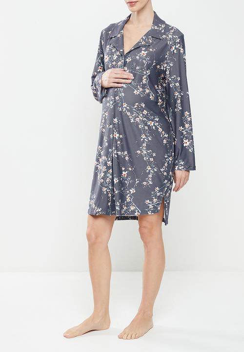 edit Maternity - Maternity knit soft touch sleep shirt - dark base foilage