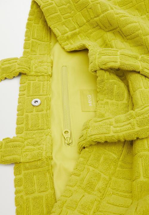 MANGO - Towel shopper bag - lime