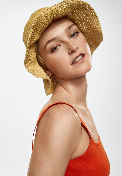 MANGO - Raffia hat - ecru