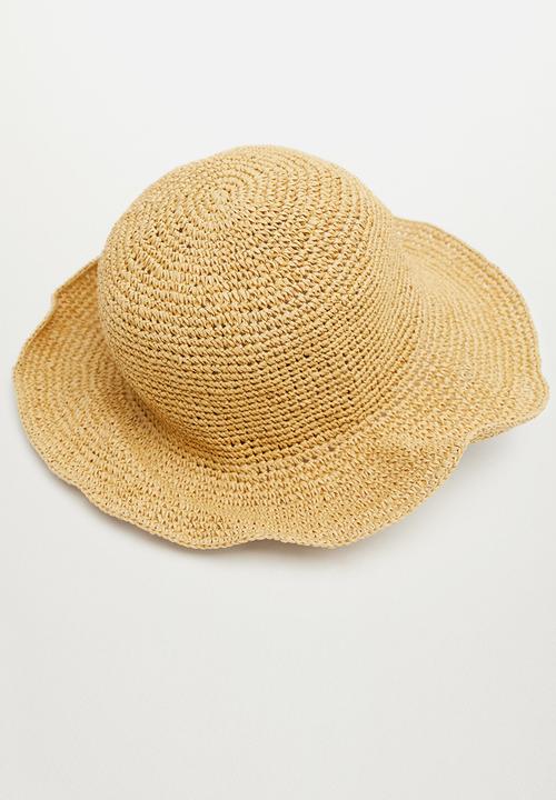 MANGO - Raffia hat - ecru