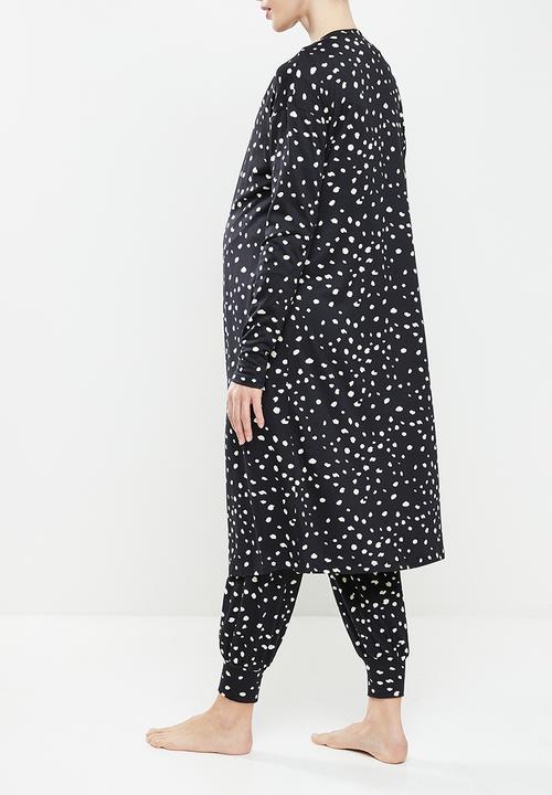 edit Maternity - Maternity knit soft touch gown - black print