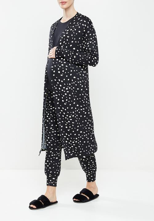 edit Maternity - Maternity knit soft touch gown - black print