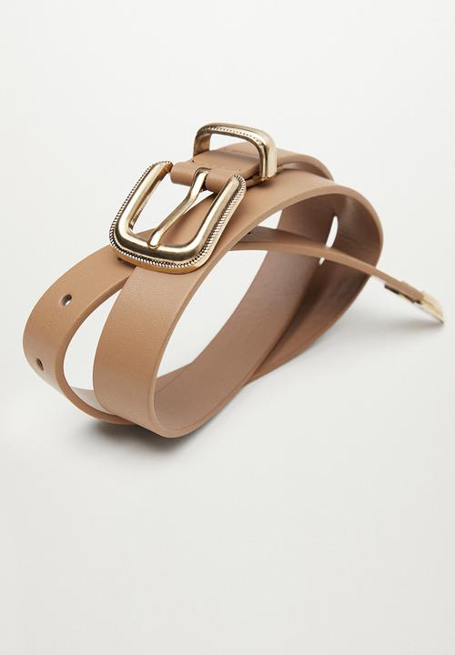 MANGO - Metal buckle belt - medium brown