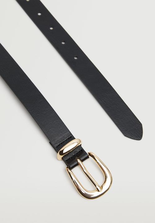 MANGO - Buckle skinny belt - black