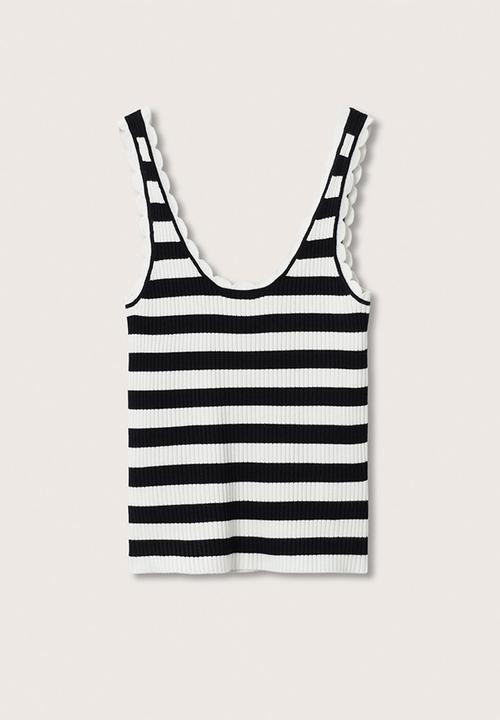 MANGO - Top crochy - black & white