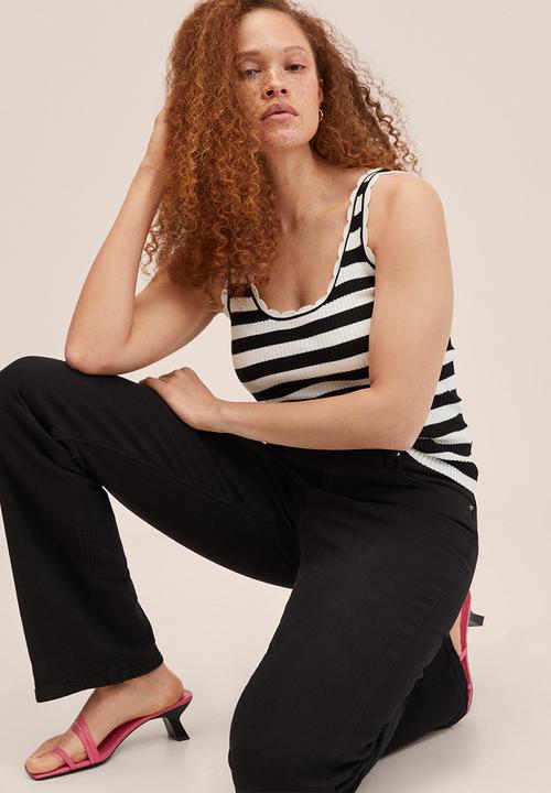 MANGO - Top crochy - black & white