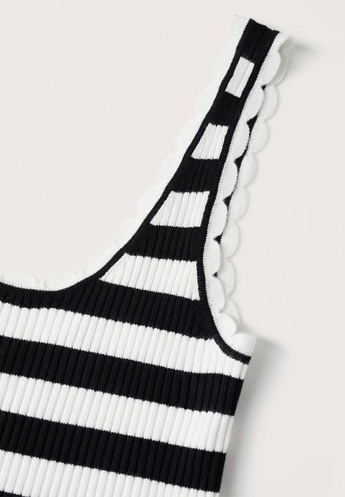 MANGO - Top crochy - black & white