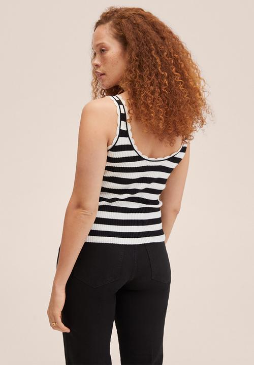 MANGO - Top crochy - black & white