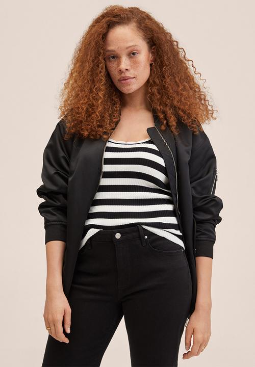 MANGO - Top crochy - black & white
