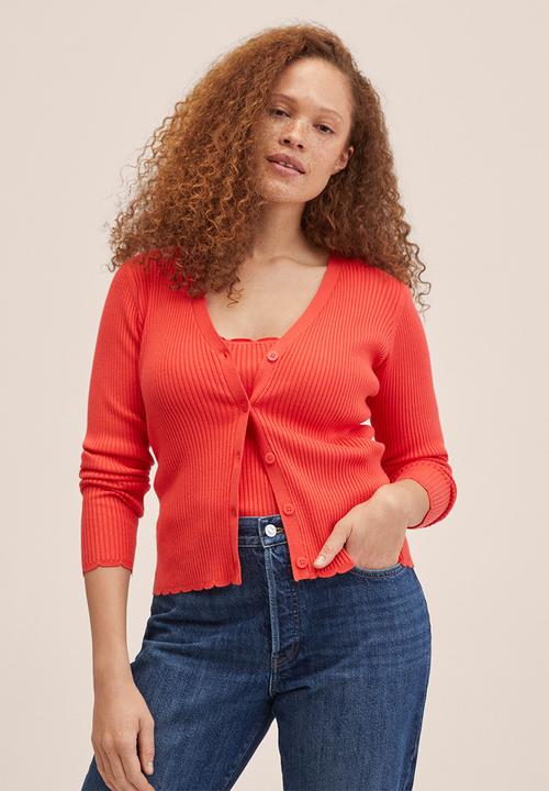 MANGO - Top crochy - dark red