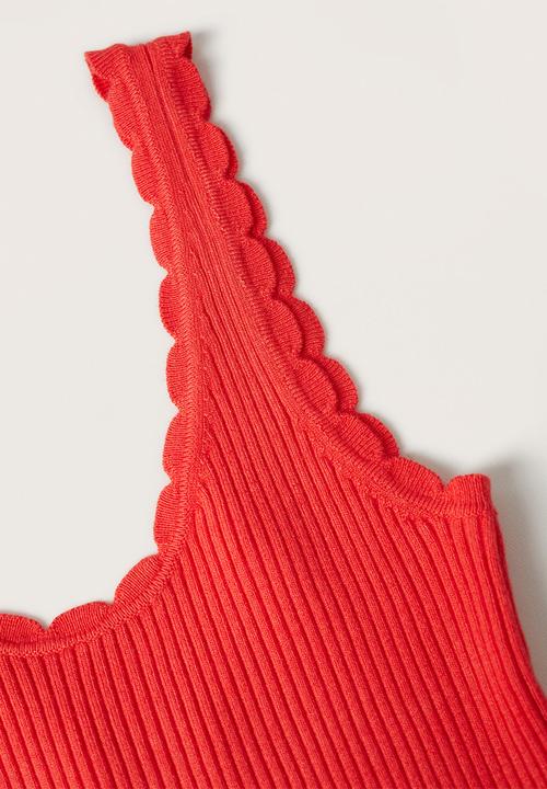 MANGO - Top crochy - dark red