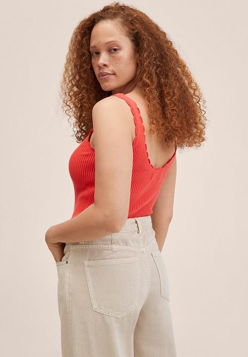 MANGO - Top crochy - dark red