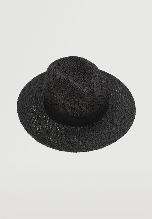 MANGO - Raffia hat - black