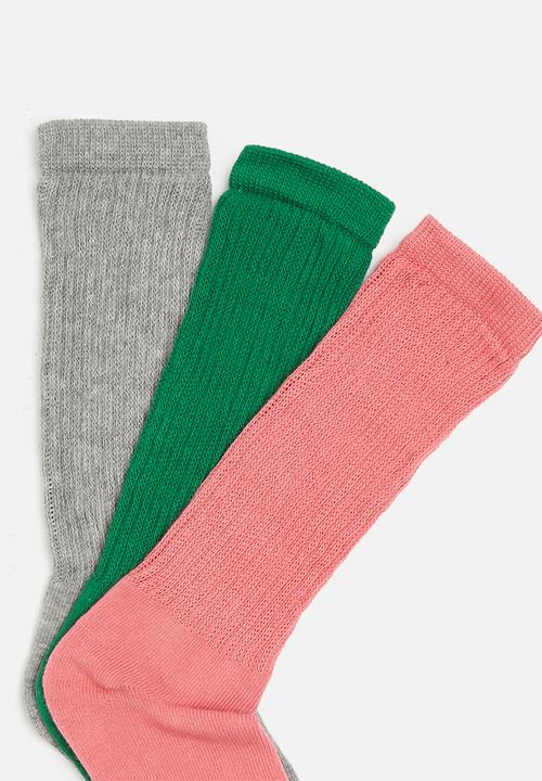 Rebel Republic - 3 pack socks - grey, red & green