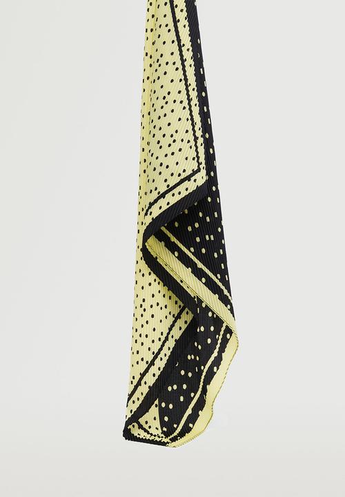 MANGO - Pleated polka dots scarf - black