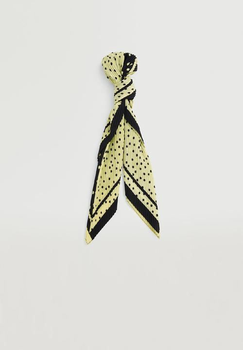 MANGO - Pleated polka dots scarf - black