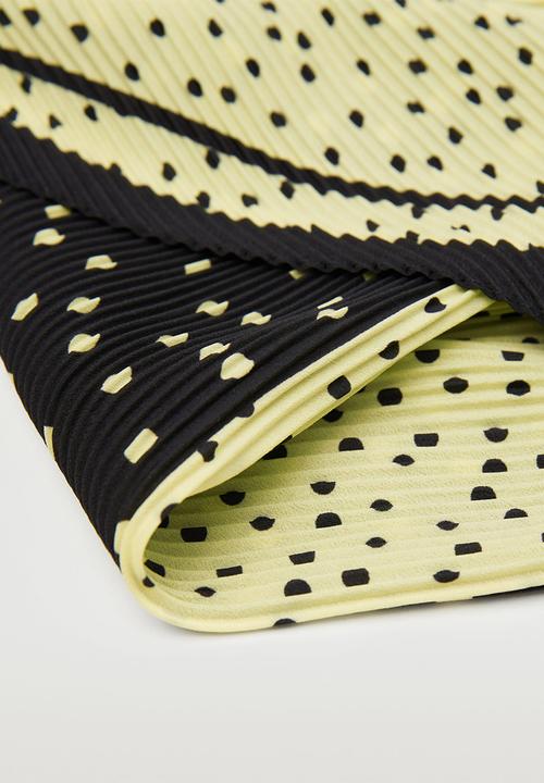MANGO - Pleated polka dots scarf - black