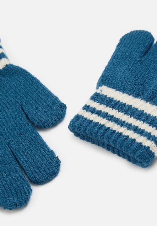 MINOTI - Rib knit glove with tipping - dark turquoise 