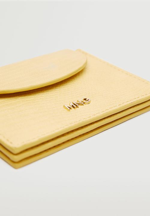 MANGO - Snake effect cardholder - pastel yellow