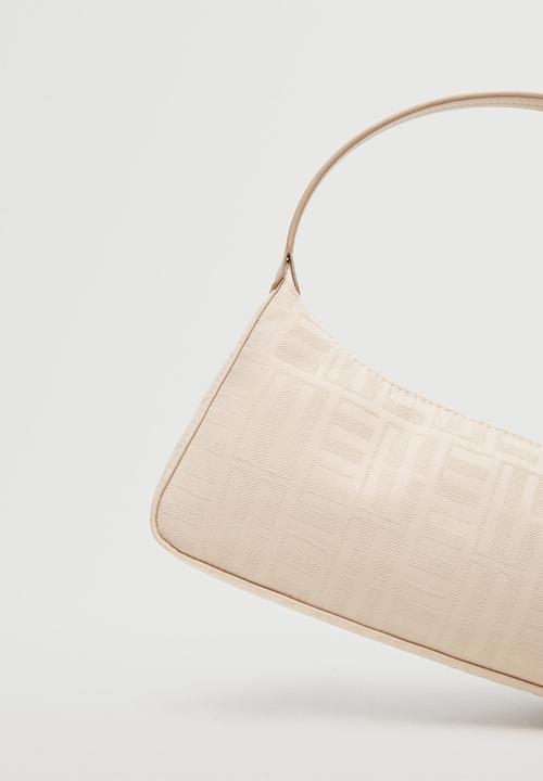 MANGO - Printed baguette bag - beige