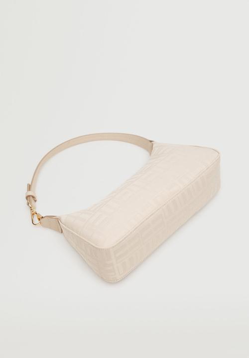 MANGO - Printed baguette bag - beige