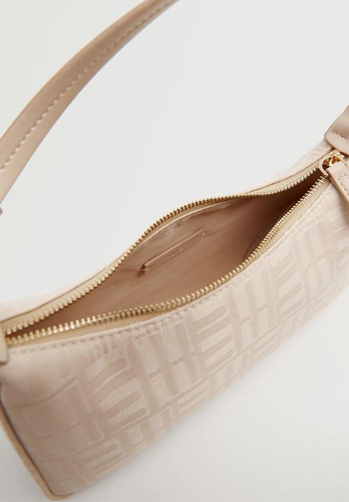 MANGO - Printed baguette bag - beige
