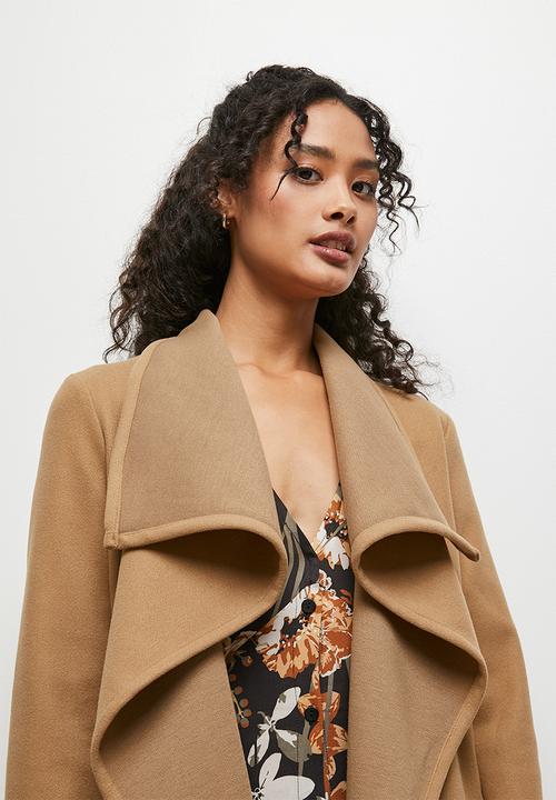 edit - Wide collar long melton - camel