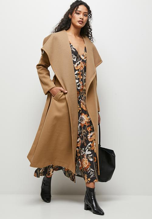 edit - Wide collar long melton - camel
