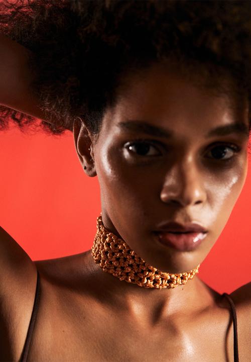 MANGO - Choker braided necklace - orange