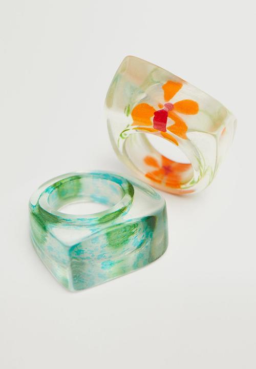 MANGO - 2-pack resin rings - green