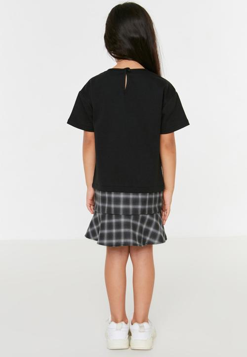 Trendyol - Plaid frill dress - black