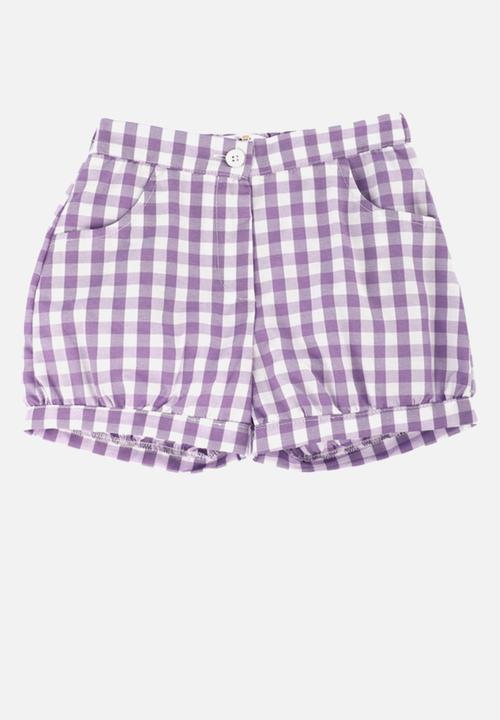 Trendyol - Girls button plaid short - lilac