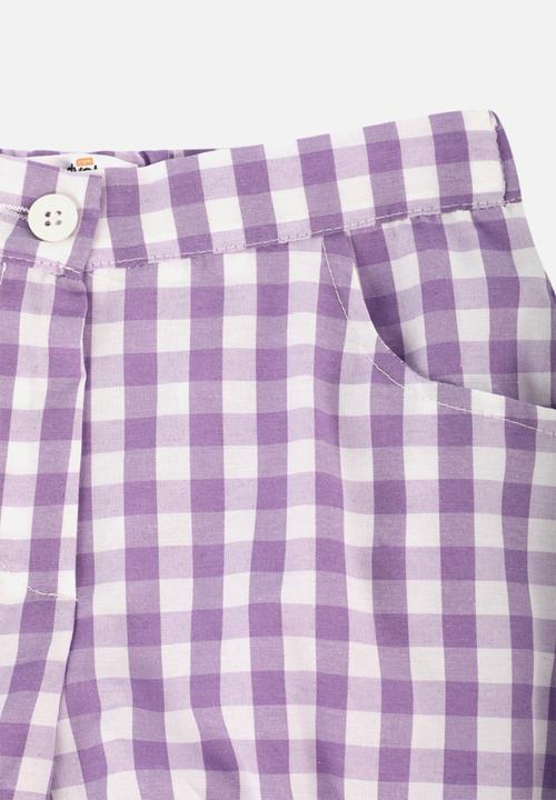 Trendyol - Girls button plaid short - lilac