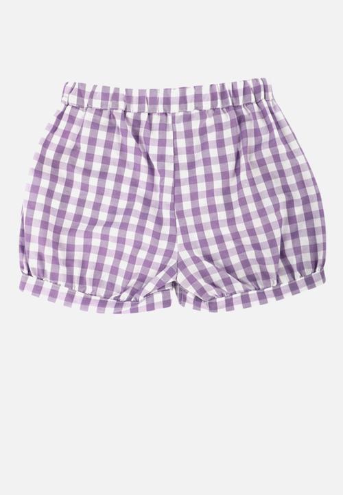 Trendyol - Girls button plaid short - lilac