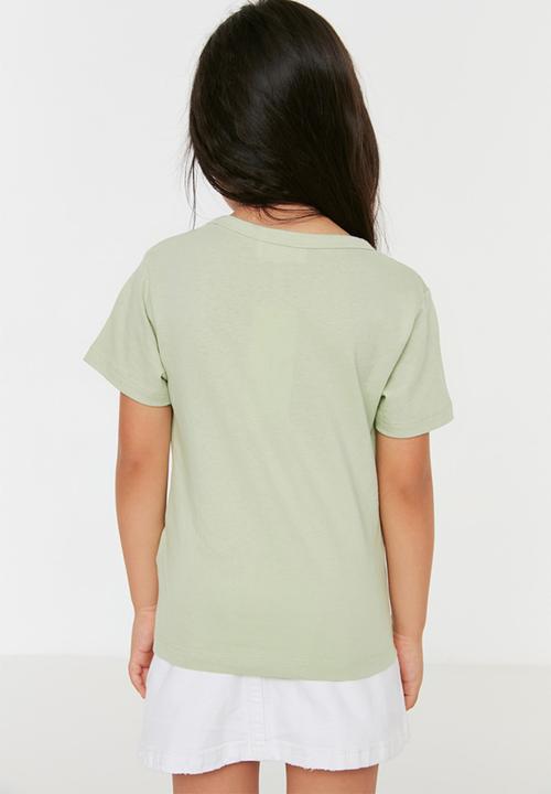 Trendyol - Yes girl yes! tee - green