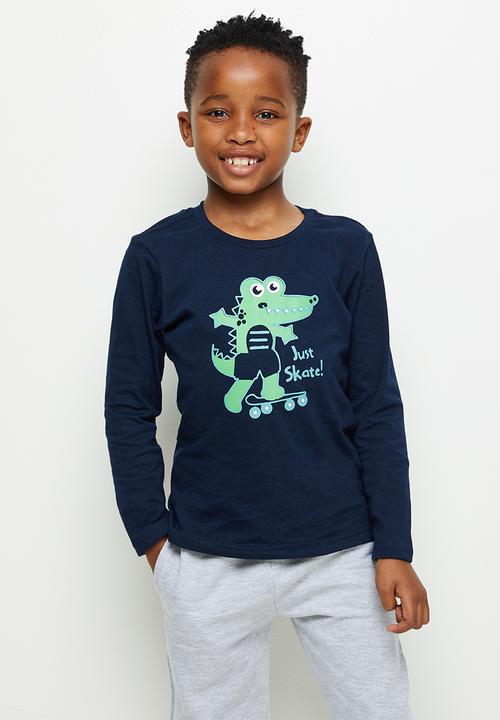 Pop Candy - Boys tee & jogger set - navy & grey mel